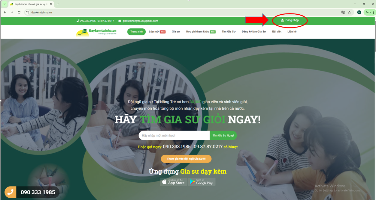 Đăng nhập Daykemtainha.vn